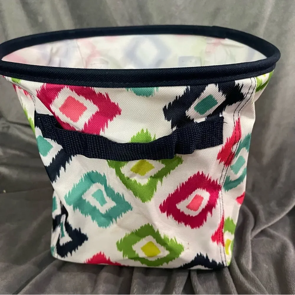 Thirty-one Mini Storage Bin in Candy Corners with Bird Design in Teal